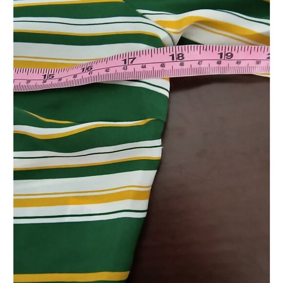 Ups & Downs Crop Top Women's Size M Green Striped Long Bell Sleeve - Picture 6 of 16